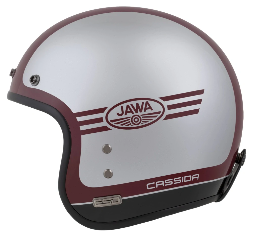 přilba Eso Jawa Panel, CASSIDA (červená/stříbrná/černá) 2025